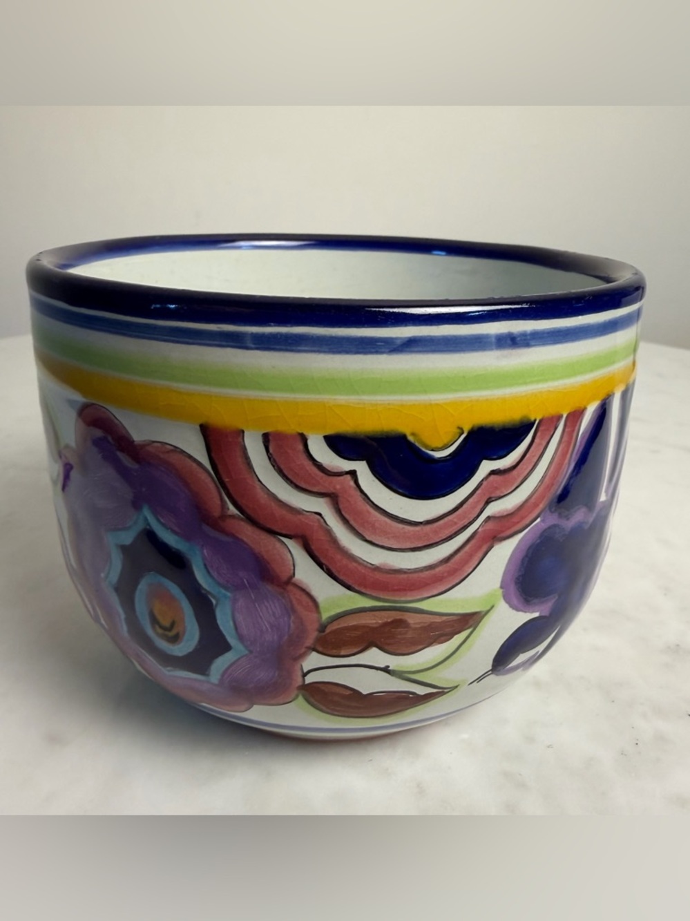 Mexican Talavera Pottery Bowl Hand Painted Floral 5” Trinket Global Art Dish